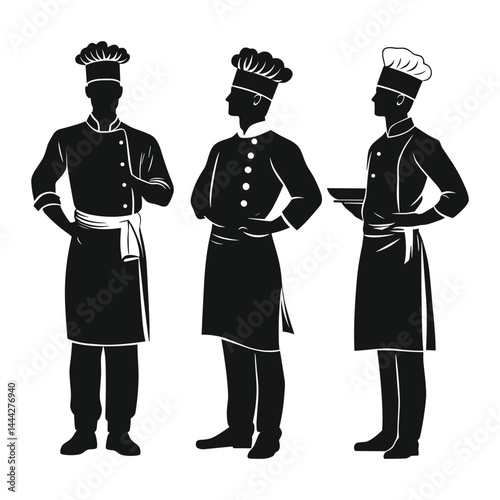 Set of chefs with crossed arms and confident posture