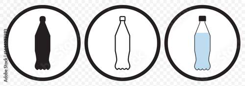 Bottle icon Thin line art isolated Water bottle with liquid drop icon on Transparent Background. EPS 10.