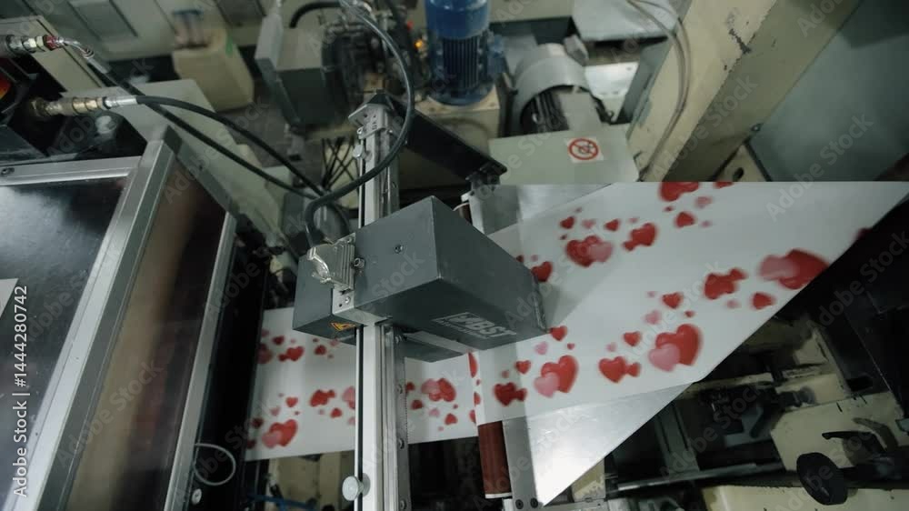 Conveyor line at paper mill. Modern production of napkins