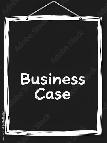 Business Case Concept. A blackboard with white text. Illustration with grunge text style.