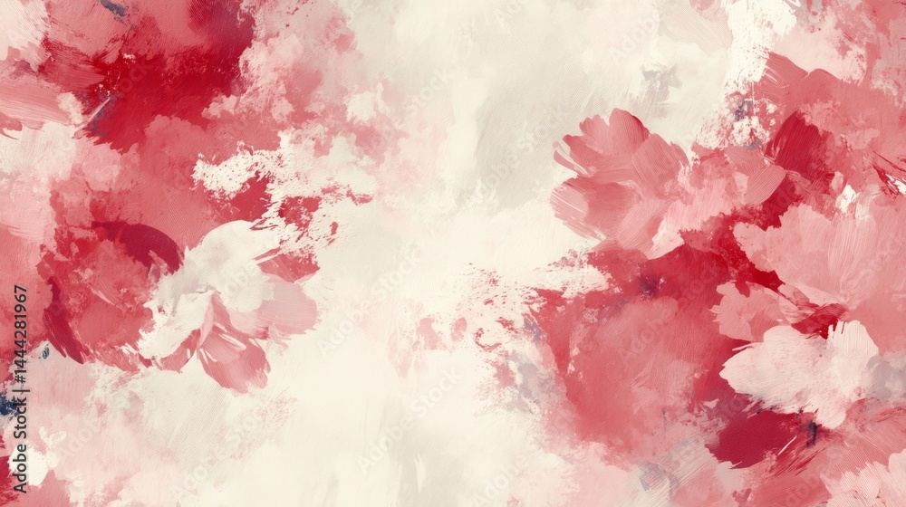 Fototapeta premium Abstract painted strokes in shades of red and cream.
