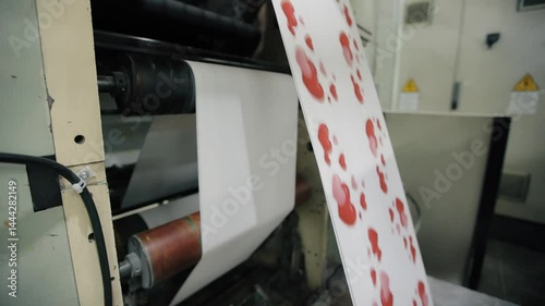 Conveyor line at paper mill. Modern production of napkins