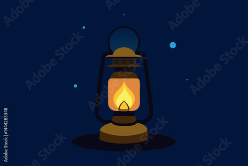 Vintage oil lamp with an antique glass and metal design, perfect for a cozy, flickering light on a dark night
