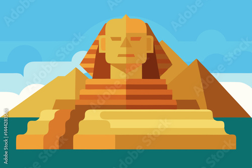 Here are a few options for your image description, keeping it concise and without a colon:

Great Pyramid of Giza with a symbolic stairway to success