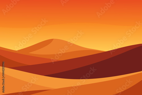 Sunset over rolling desert dunes A captivating landscape illustration