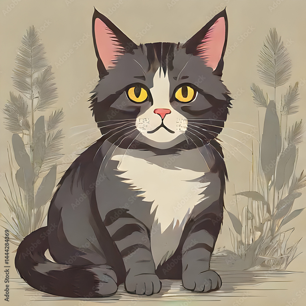 Elegant tabby cat nestling amid colorful blooming garden flowers, radiating peaceful charm and feline grace in soft natural sunlight Elegant tabby cat nestling amid colorful blooming garden flowers, radiating peaceful charm and feline grace in soft natural sunlight