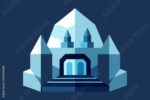 Church icon vector illustration showing a house of worship with a cross symbol and architectural design