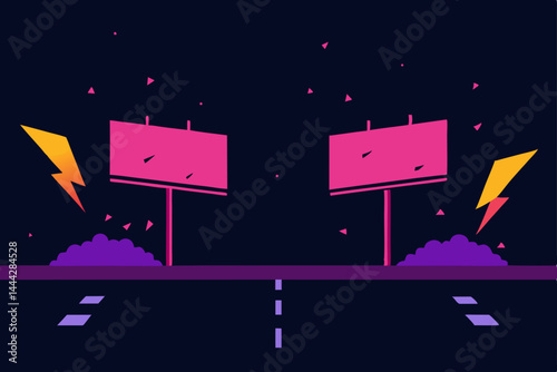 A vector illustration of an abstract Christmas night sky with stars and city lights, perfect for a festive holiday card design