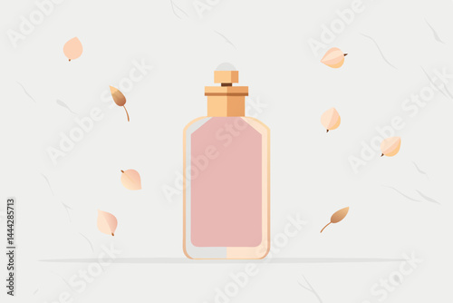 Elegant vector illustration of an isolated glass perfume bottle with blue liquid, perfect for beauty and cosmetic branding