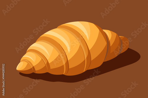 Croissant vector illustration of fresh French breakfast pastry isolated on white