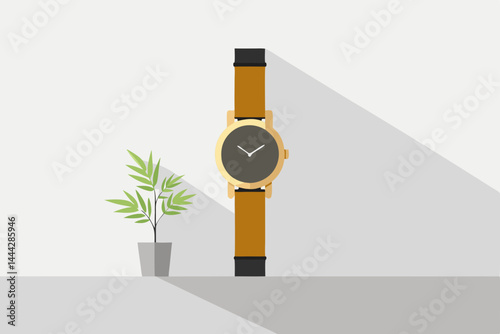 Here's a single sentence for an image name, incorporating your keywords:

A luxurious 3D black business wristwatch with an alarm and minute hand illustrates the time is money concept