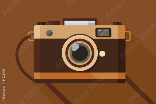 Vintage photographic camera vector icon, a retro film photography symbol