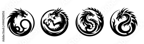 Wallpaper Mural Circular Tribal Dragon Vector Icons Set Torontodigital.ca