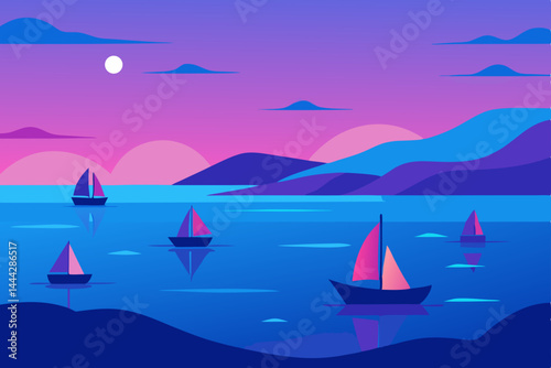 A serene sailboat glides across the summer sea, a perfect nautical vacation on the water