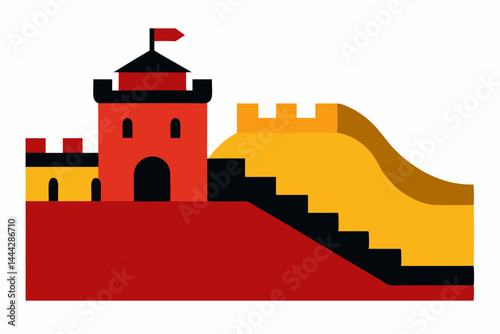 Ancient stone castle architecture atop a hill, its silhouette a timeless symbol of the cityAncient stone castle architecture atop a hill, its silhouette a timeless symbol of the city
