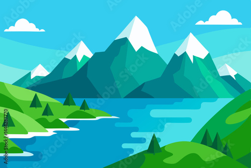 Serene Mountain Lake Landscape A Breathtaking View of Nature's Majesty