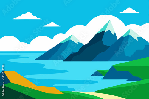 Serene Mountain Lake Landscape A Breathtaking Vista of Peaks and Water