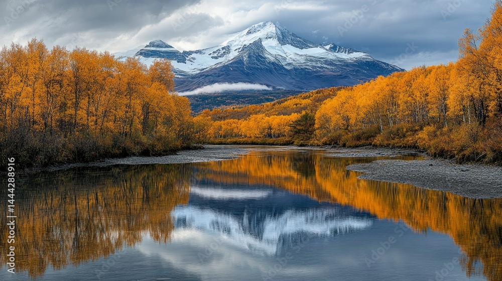 Obraz premium Serene Autumn Reflection in the Mountains