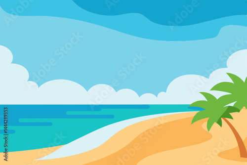 Tropical Beach Scene Idyllic Ocean View with Palm Trees