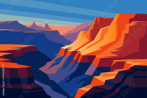 Majestic Canyon Landscape Sunrise Hues and Dramatic Cliffs