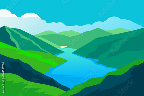Serene Mountain Lake Landscape A Breathtaking Vista of Nature's Beauty