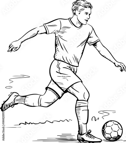 Soccer Player Kicking Ball, Vector Illustration
