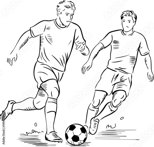 Soccer Players in Action: Vector Illustration