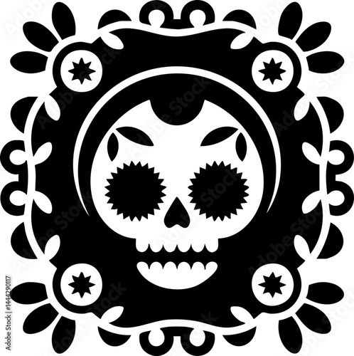 Día de Muertos Skull Vector Illustration