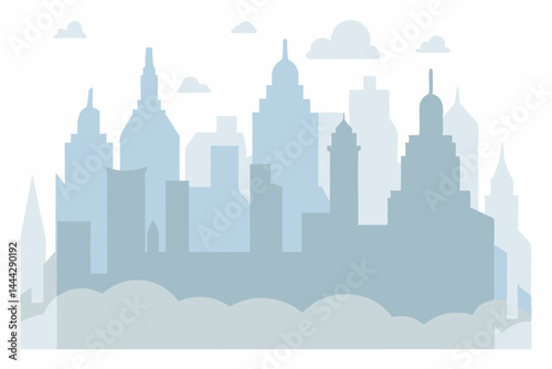 Misty Cityscape A Serene Silhouette of Urban Architecture