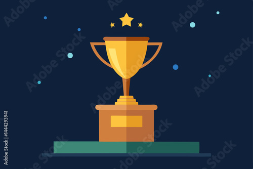 Celebrating Success Golden Trophy Award Illustration