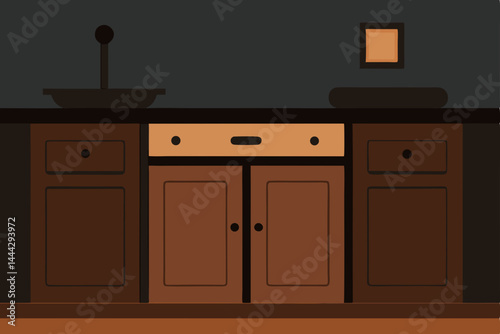 Modern Kitchen Design Dark Wood Cabinets and Copper Accents