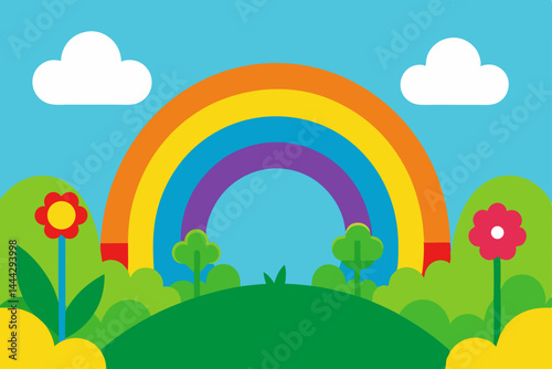 Vibrant Rainbow Landscape A Colorful Illustration of Nature's Beauty