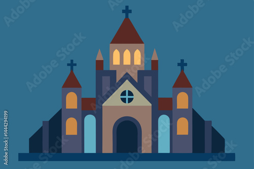 Ancient Orthodox church architecture with a towering dome under the morning, evening, or night sky, a historic Russian landmark, and cultural monument