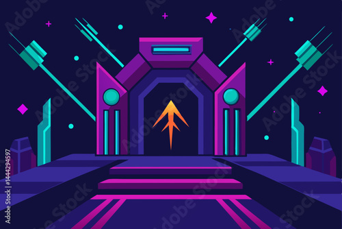 Abstract background with stars and stripes for a charming home and church under a moonlit sky, perfect for Christmas vector illustration