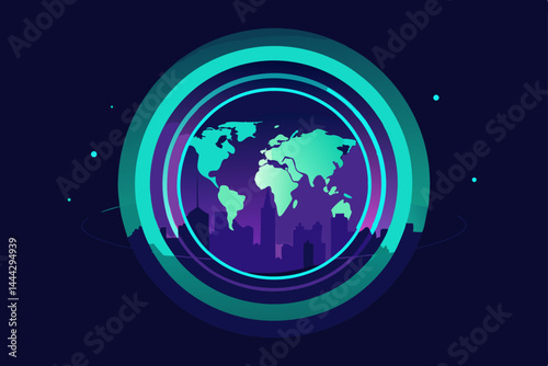 Global map and earth sphere design for technology and business concepts