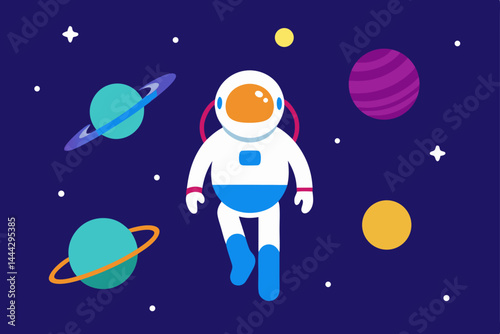 Astronaut in Space Cosmic Adventure Illustration