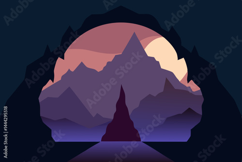Mysterious Mountain Vista A Cave's Enigmatic View