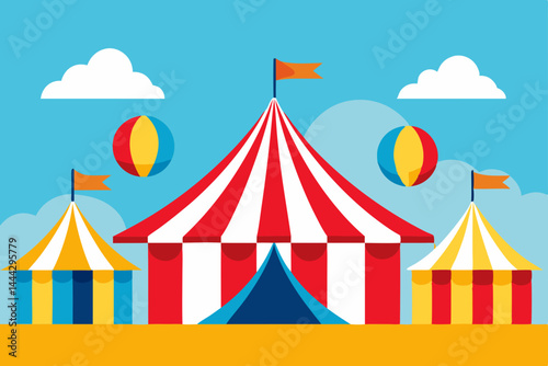 Vibrant Circus Tent Illustration Festive Fun Fair Design