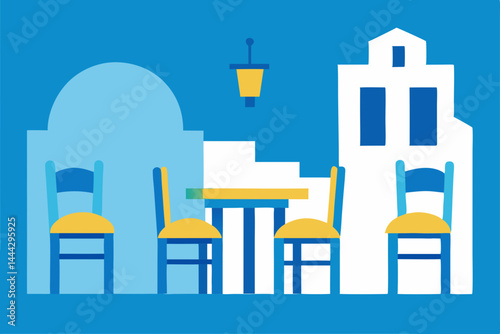 Mediterranean Restaurant Scene  A Charming Outdoor Dining Experience