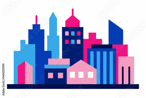 Vibrant Cityscape A Colorful Illustration of Urban Architecture