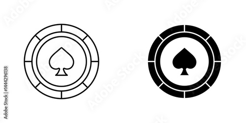 Poker chip icon symbol collection on white background.