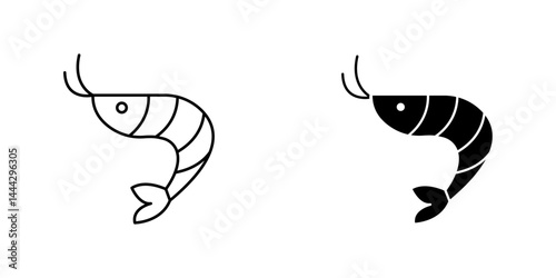 Shrimp icon symbol collection on white background.