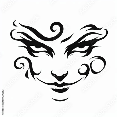 A tattoo style stencil design – Bold flowing lines outline an