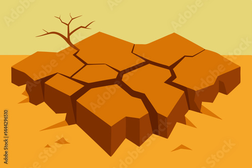 Drought Cracked Earth and Withered Tree - A Visual Representation of Aridity and Climate Change
