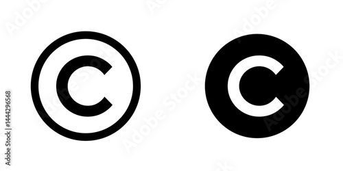 Copyright icon symbol collection on white background.