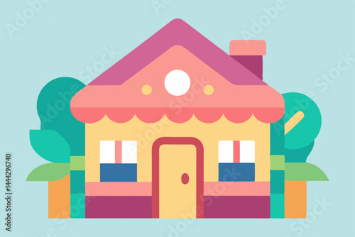 Charming Cottage Illustration  Sweet Home Design Concept