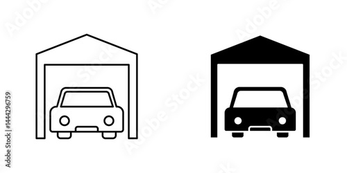 Garage car icon symbol collection on white background.