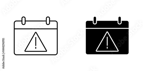 Calendar exclamation icon symbol collection on white background.