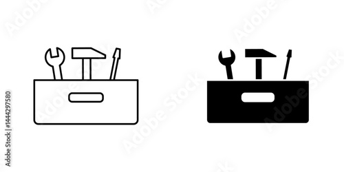 Toolbox icon symbol collection on white background.