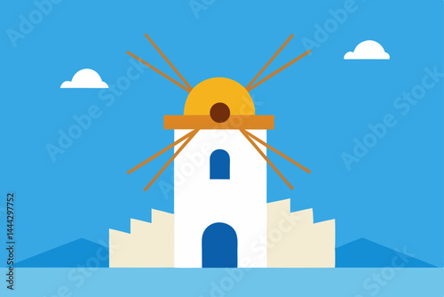 Charming Greek Island Windmill A Sunny Aegean Vista